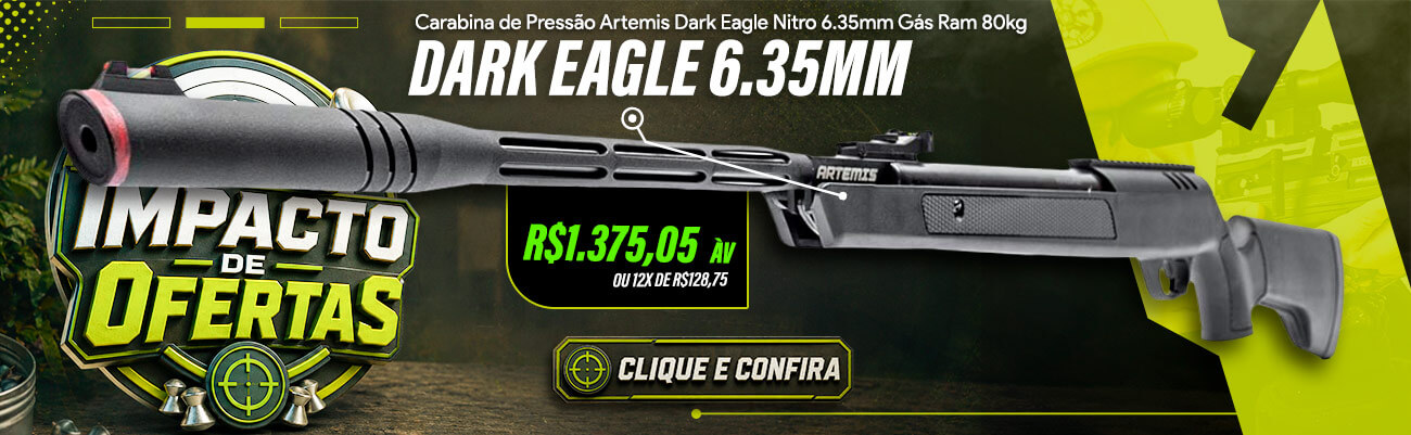 Carabina de Pressão Artemis Dark Eagle Nitro 6.35mm Gás Ram 80kg